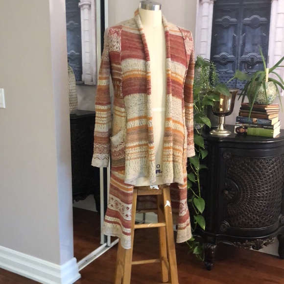 Free People Warm Toned Striped Cardigan - Picture 5 of 9